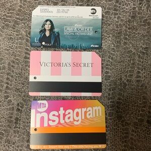 Metrocards collection with newest 2004 Victoria Secret, Instagram MetroCard New